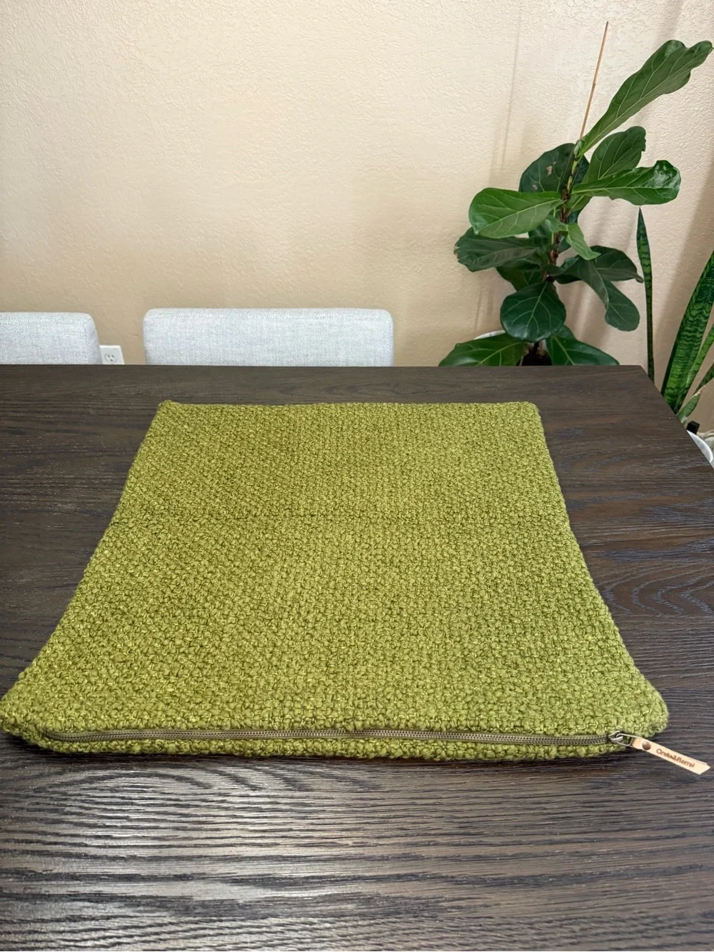 Crate & Barrel Laura Kim Wool Boucle Oregano Green 23x23 Pillow Cover NWOT